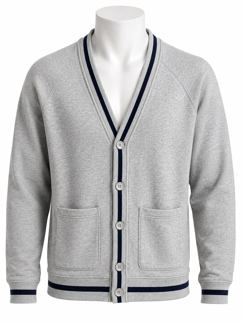 Size L Gap Men’s‎ Varsity Cardigan Fleece Button Front Grey Sweatshirt Jacket